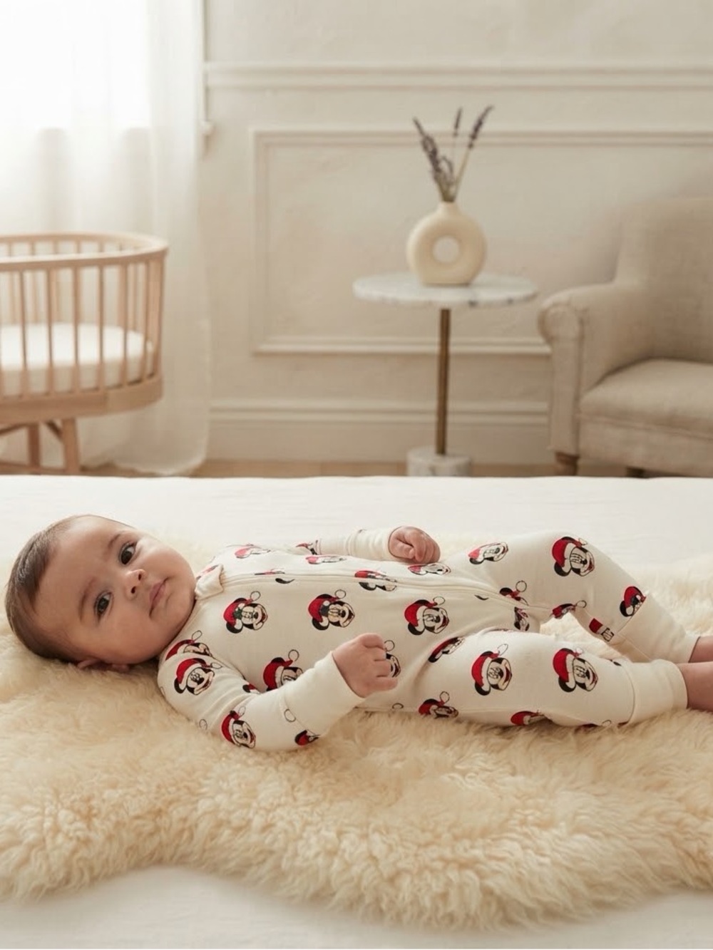 Monica & Andy x Disney Organic Christmas Mickey Mouse Fold-Over Foot 2-Way Zippe